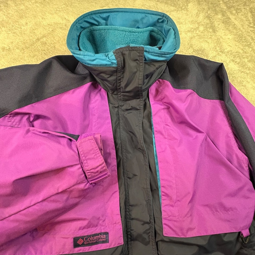 VTG 90s Columbia Women's M Purple Black Teal 3 in 1 Ski Jacket Wasatch SEE DESC